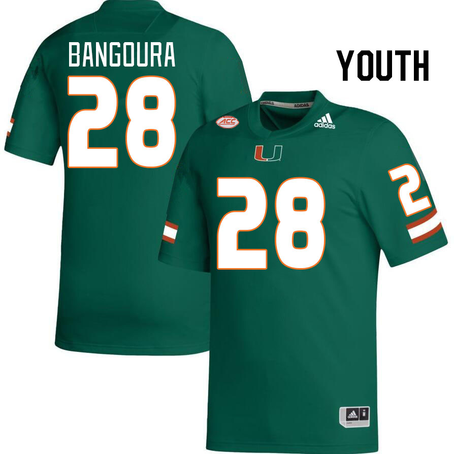 Youth #28 Souleymane Bangoura Miami Hurricanes College Football Jerseys Stitched-Green